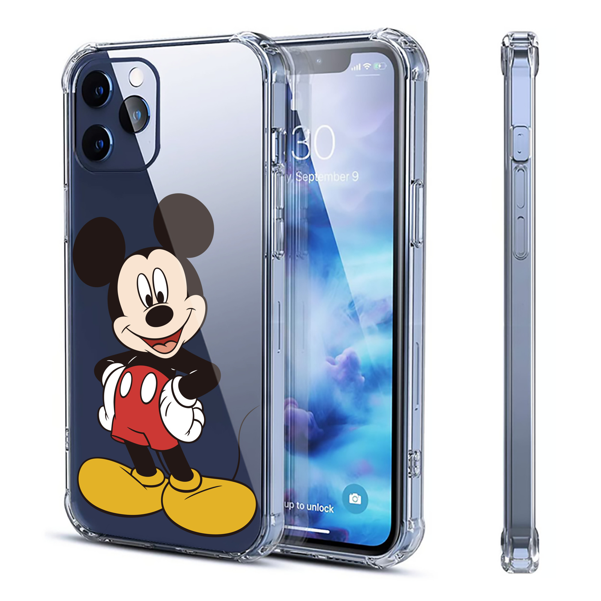 （画像用） ミッキーマウス Mickey Mouse 【iPhone 12シリーズ対応】透明スマホケース（クリアソフトケース）